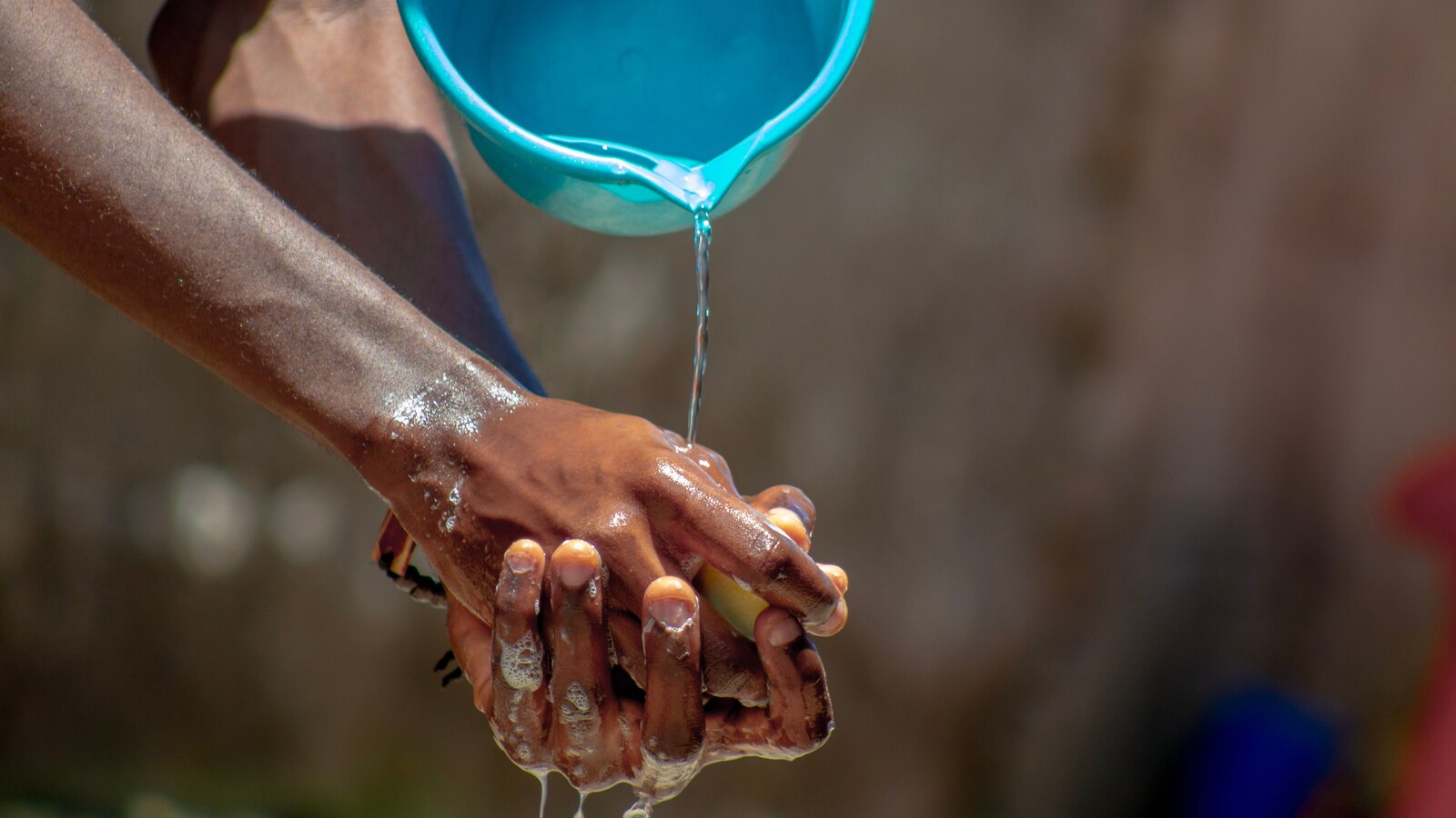 Washing hands with clean water