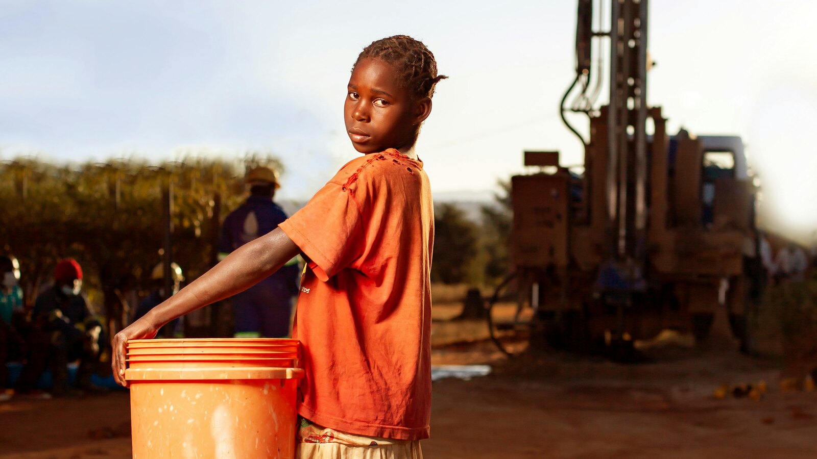 A drilling rig sinking a borehole for a new well