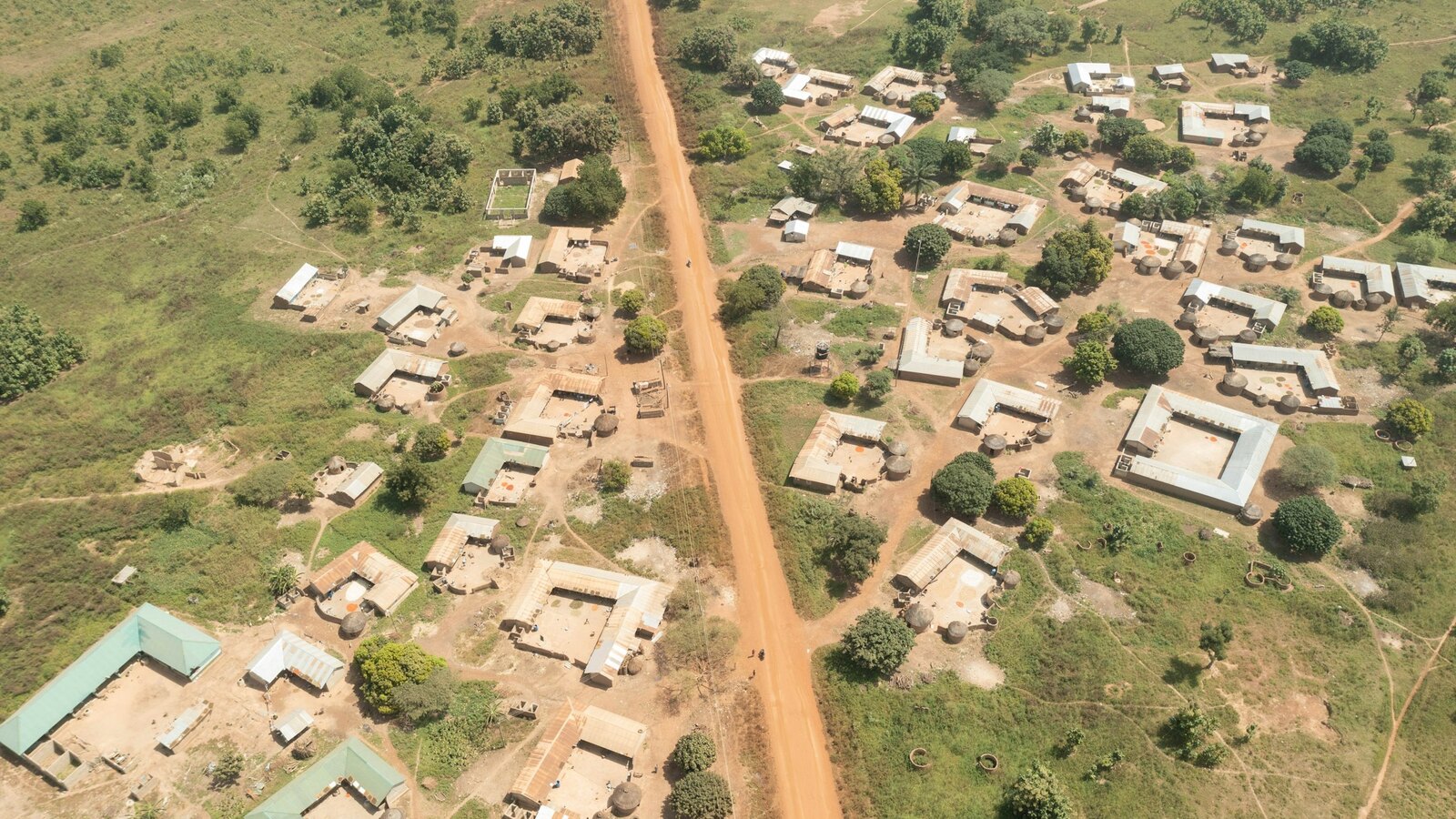 A rural savanna landscape with a village in northern Ghana